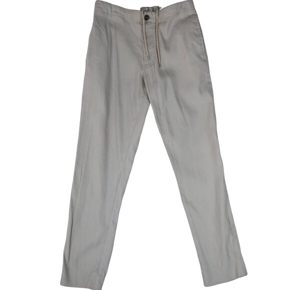 Club Monaco Linen Blend Pants S Beige Elastic Waist Minimal Soft Tailored - Picture 1 of 10
